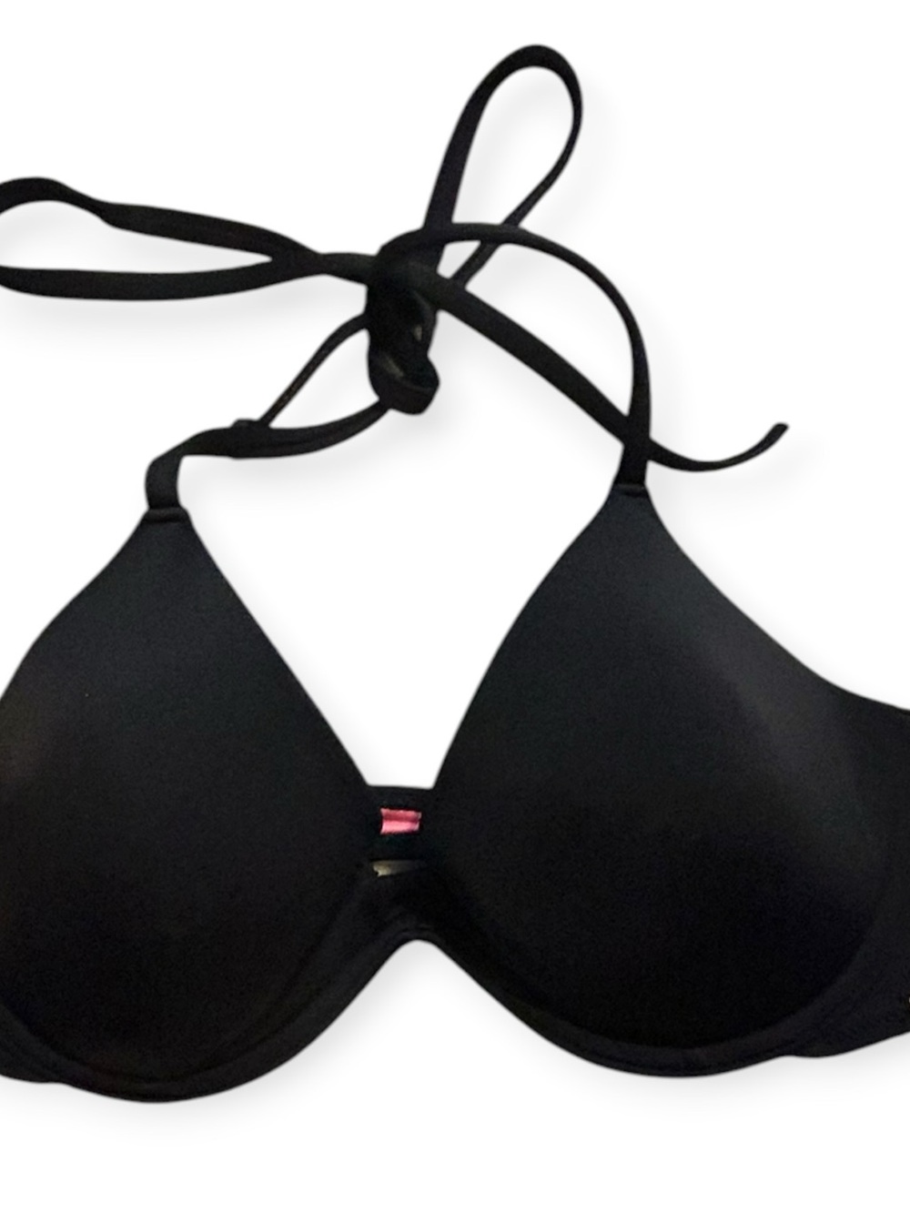 PINK Victoria’s Secret Black Pink Strappy Halter Bikini Swim Top M